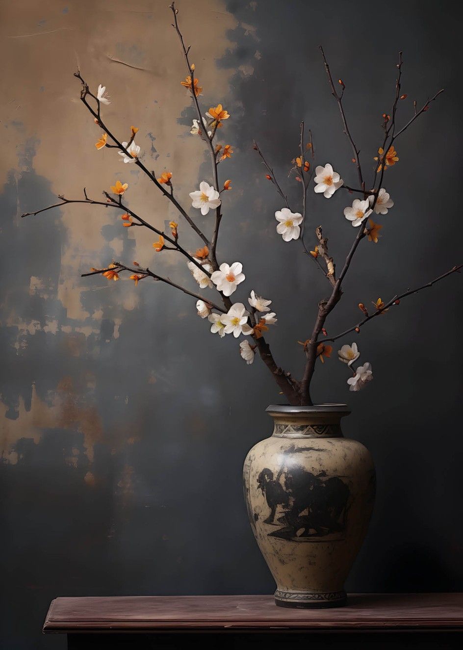 Glasschilderij Dark Blossom Vase