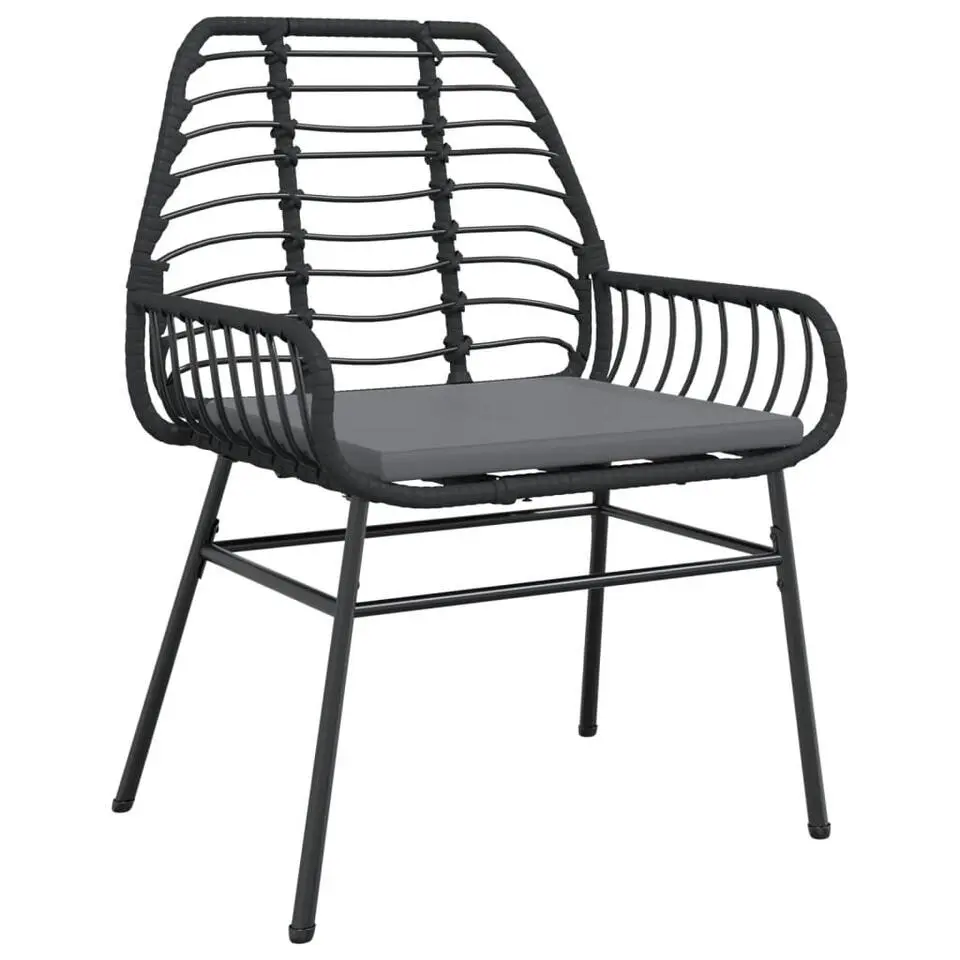 vidaXL - Tuinstoelen met kussens - Zwart - Poly rattan - 2 stuks