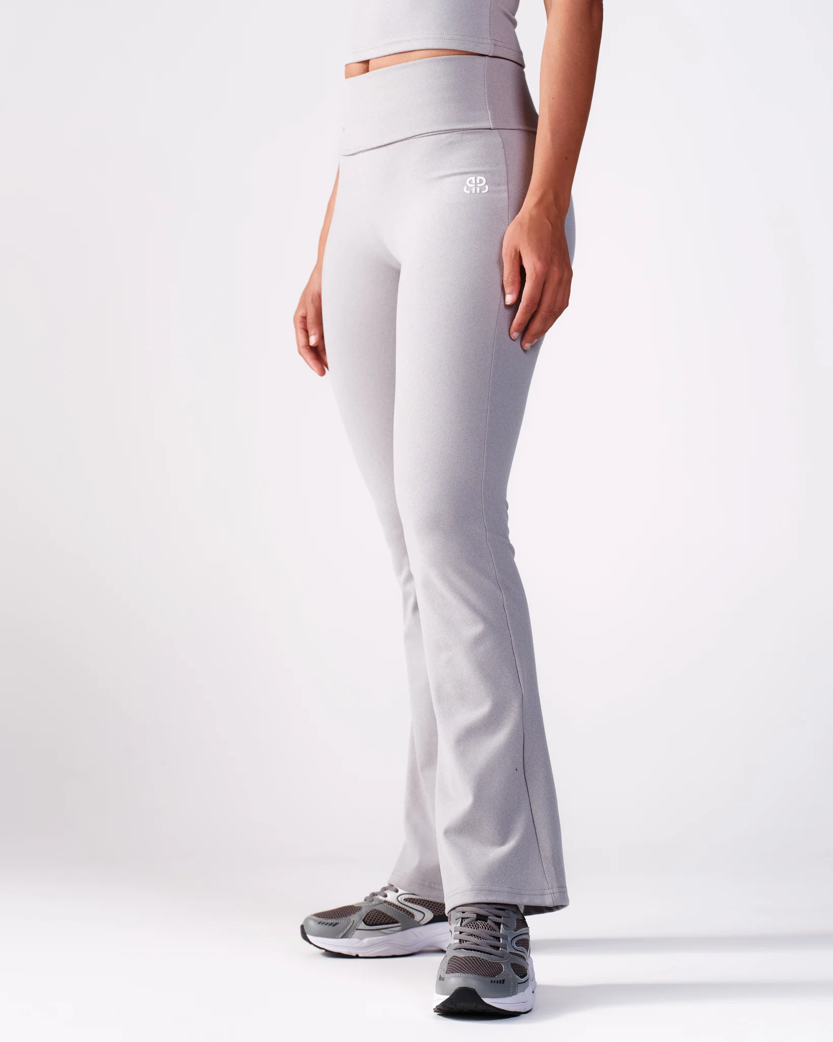 Bumpro Lively Foldover Flare Pants Grey Melange