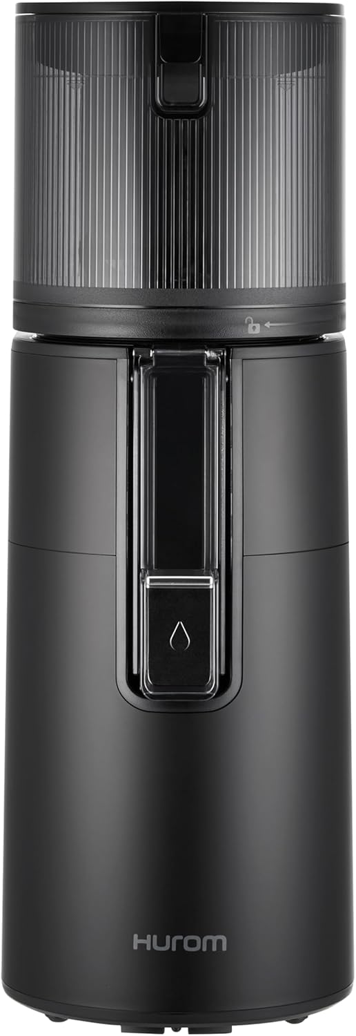 Hurom Slow Juicer | Entsafter Gemüse und Obst | H400 | Leicht zu Reinigen & Leiser Motor Elektrischer Entsafter mit großem Behälter und Siebfilter 2L | 150 Watt | BPA Frei | Schwarz