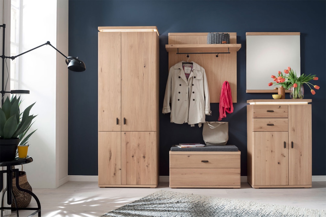 CASAVANTI Garderobenschrank MADRID 75 x 204 cm Balkeneiche Bianco massiv