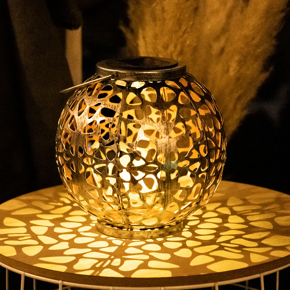 LED Solarleuchte, Kugel, Lichteffekt, silber-antik, H 29 cm