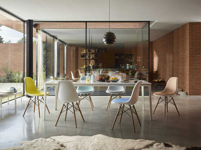 Vitra Eames DSX stoel zwart gepoedercoat onderstel, Light Grey