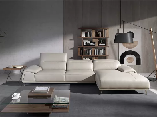 Chaise longue en cuir de vachette taupe 6150 ANGEL CERDA