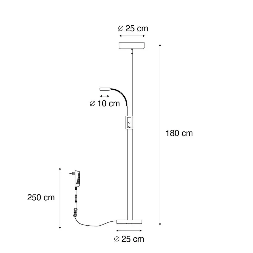 Qazqa vloerlampen kelso zwart geïntegreerde led