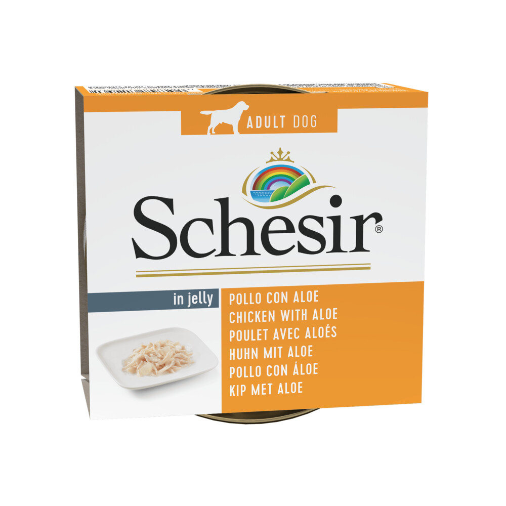 10x Schesir Hondenvoer Blik Jelly Kip en Aloë150 gr