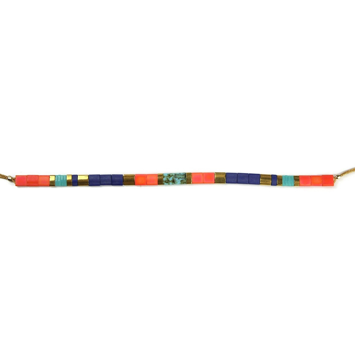 Bracelet Claire BERTEAU Coral Perles plates en verre 3