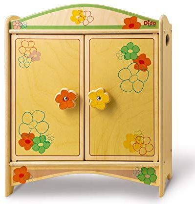 Dida - Kledingkast - Hout - Bloem - Ruime en veelzijdige kledingkast voor kleine poppen