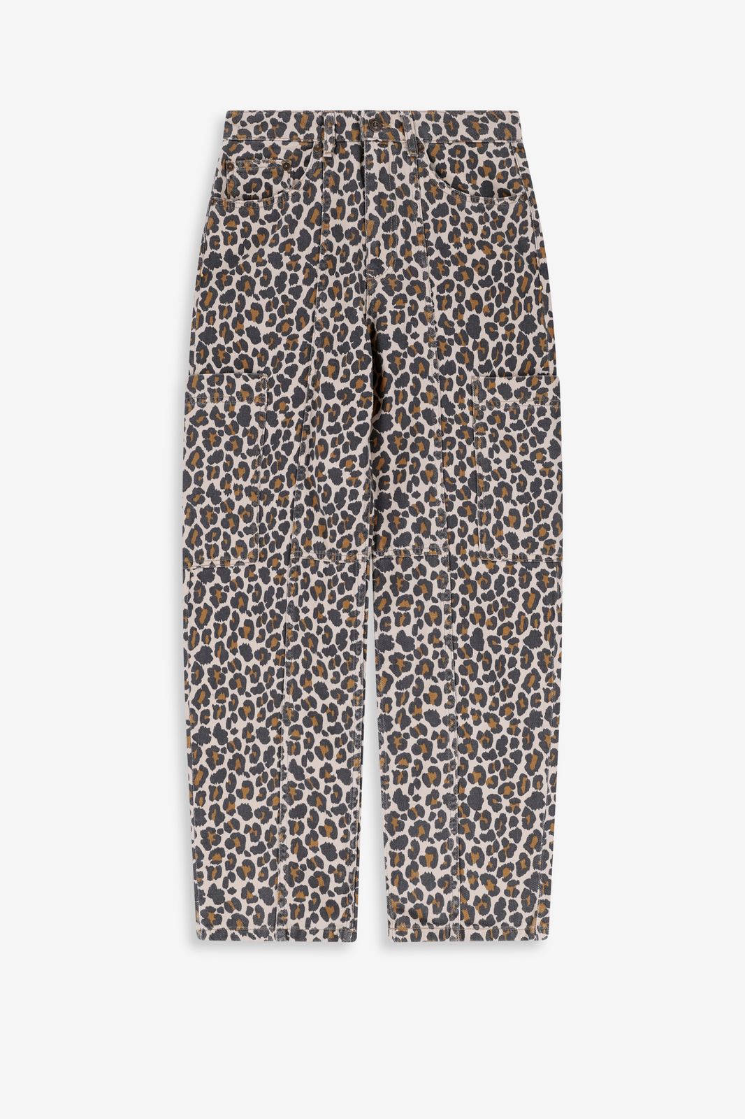 Bruine balloon leg jeans met leopard print