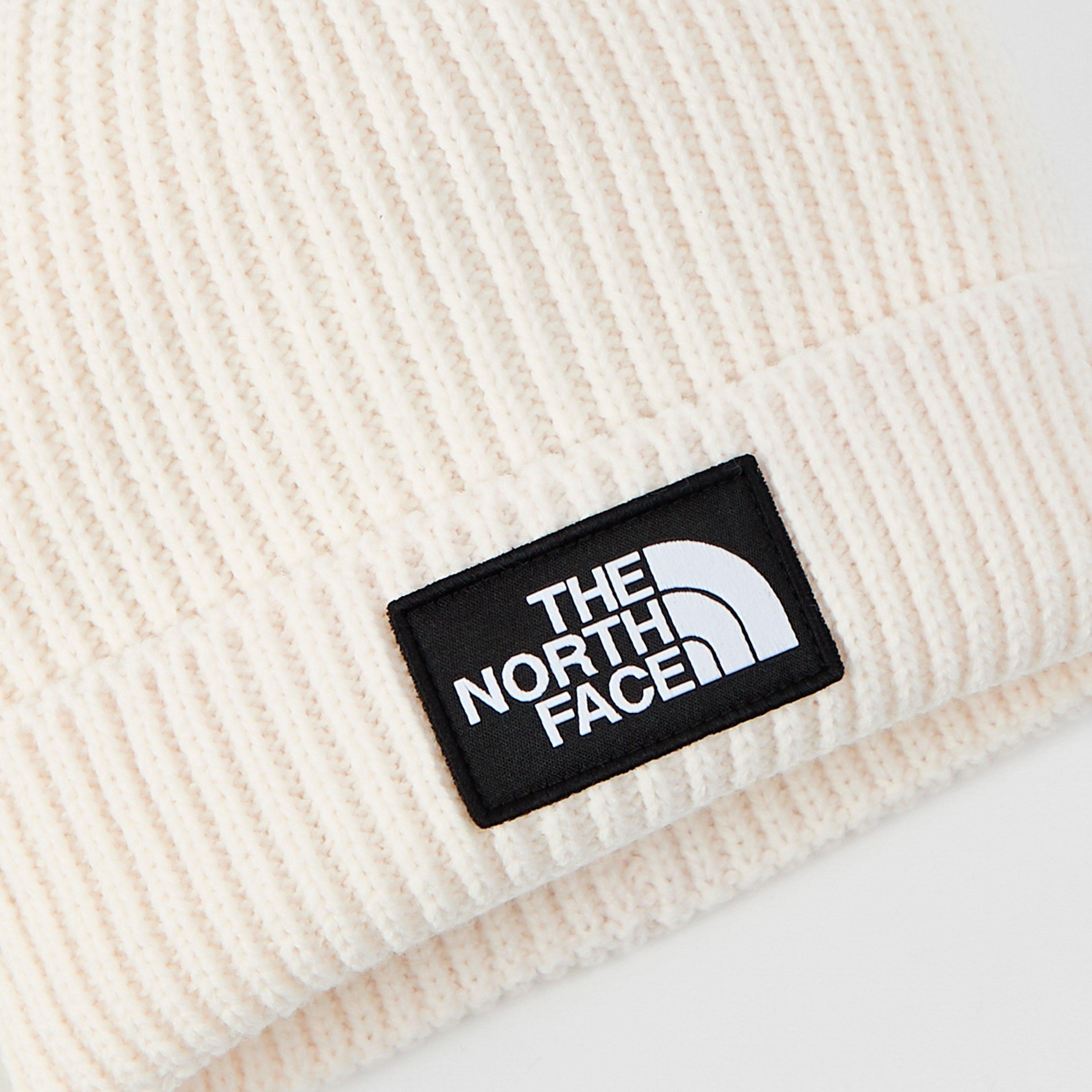 The North Face TNF Logo Box Pom Beanie Gardenia Wh = TNF Logo Box Pom Beanie Gardenia Hvid