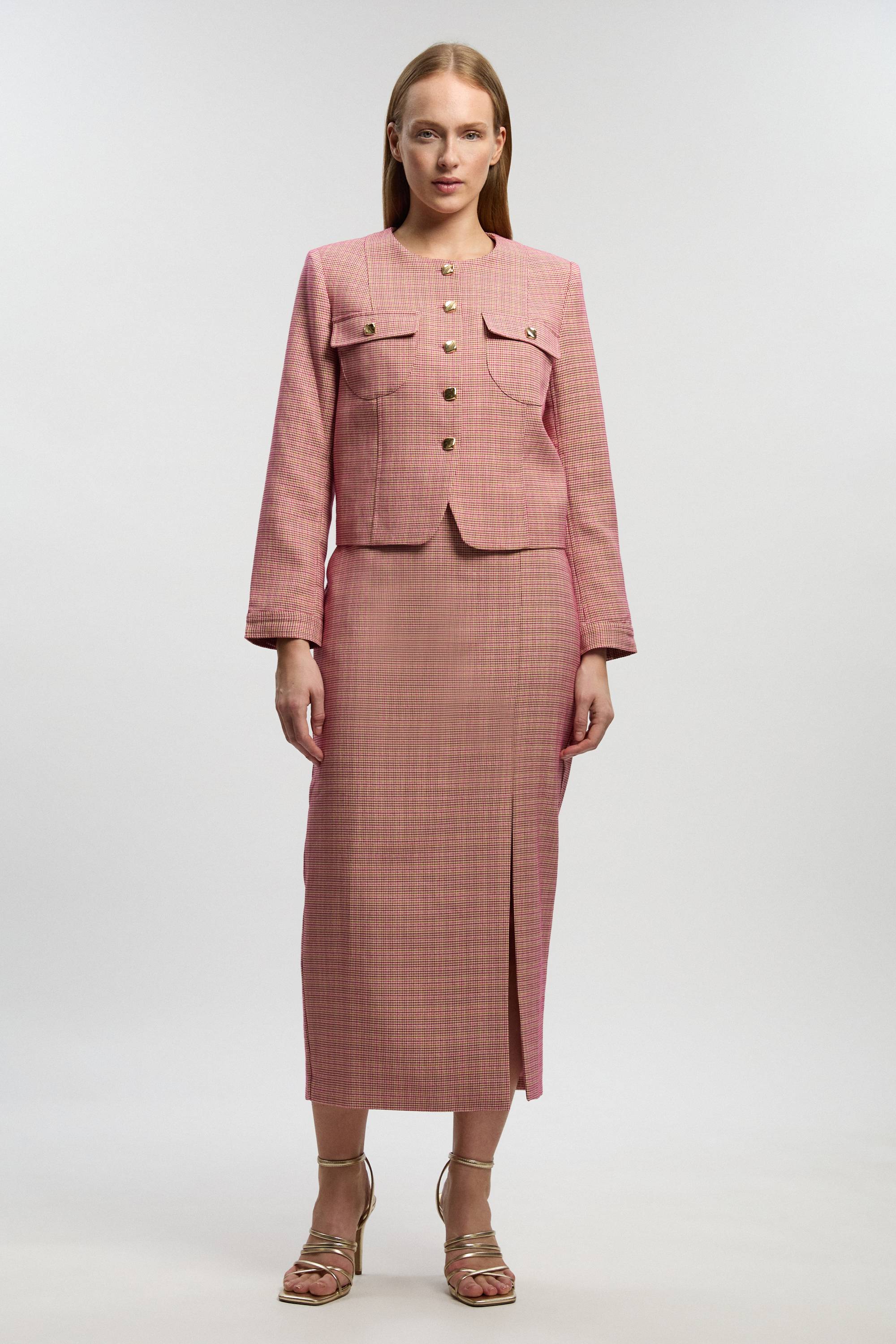 KarenMillen Jupe Crayon Midi À Carreaux Ajustée Petite