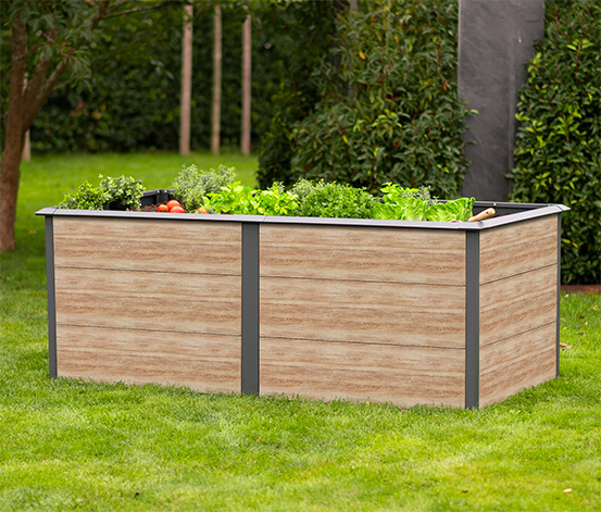 Hochbeet mit Schneckenschutz, 200 cm, Holzoptik