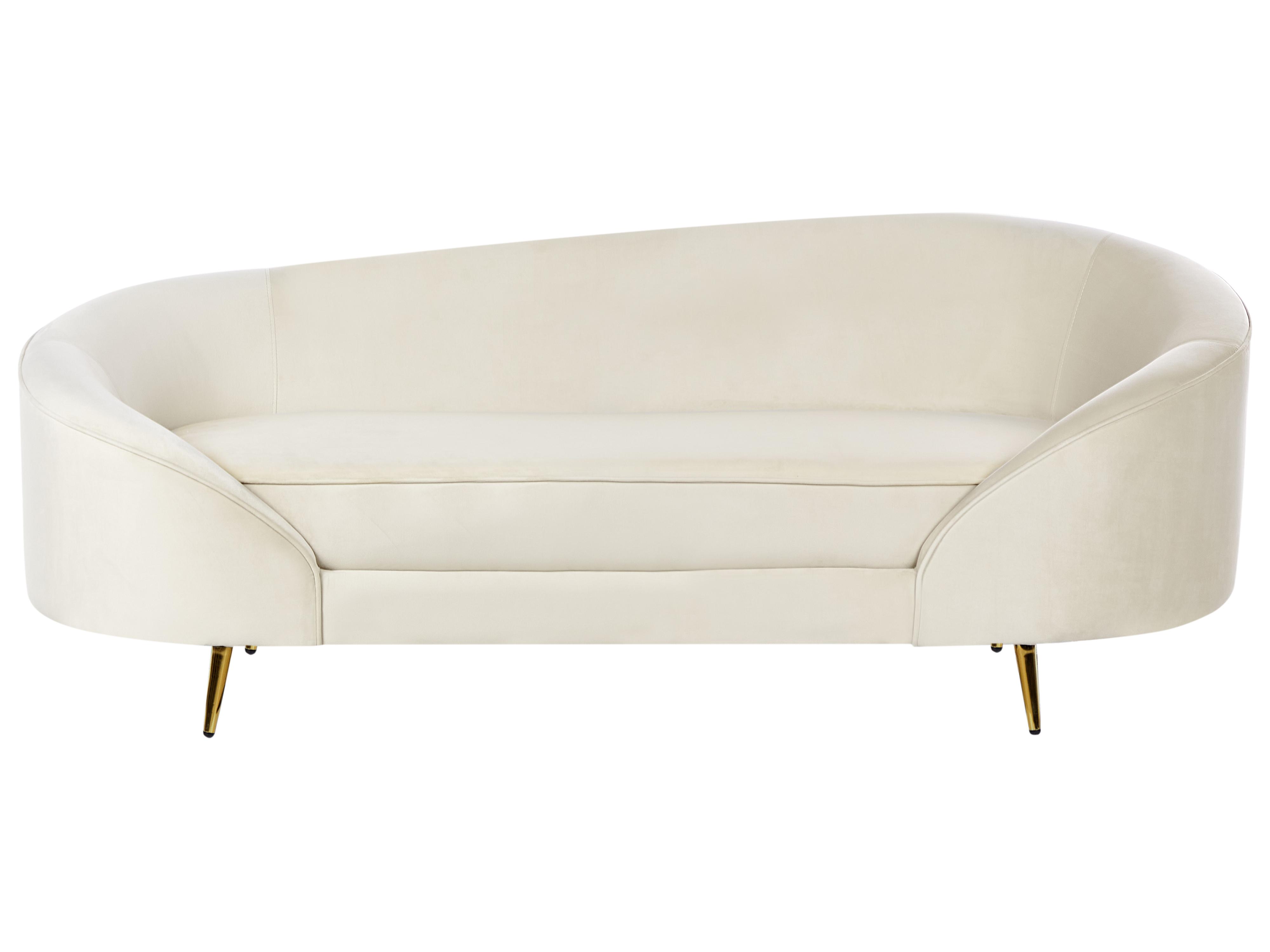 Bank 2-zits SAVAR Fluweel Lichtbeige