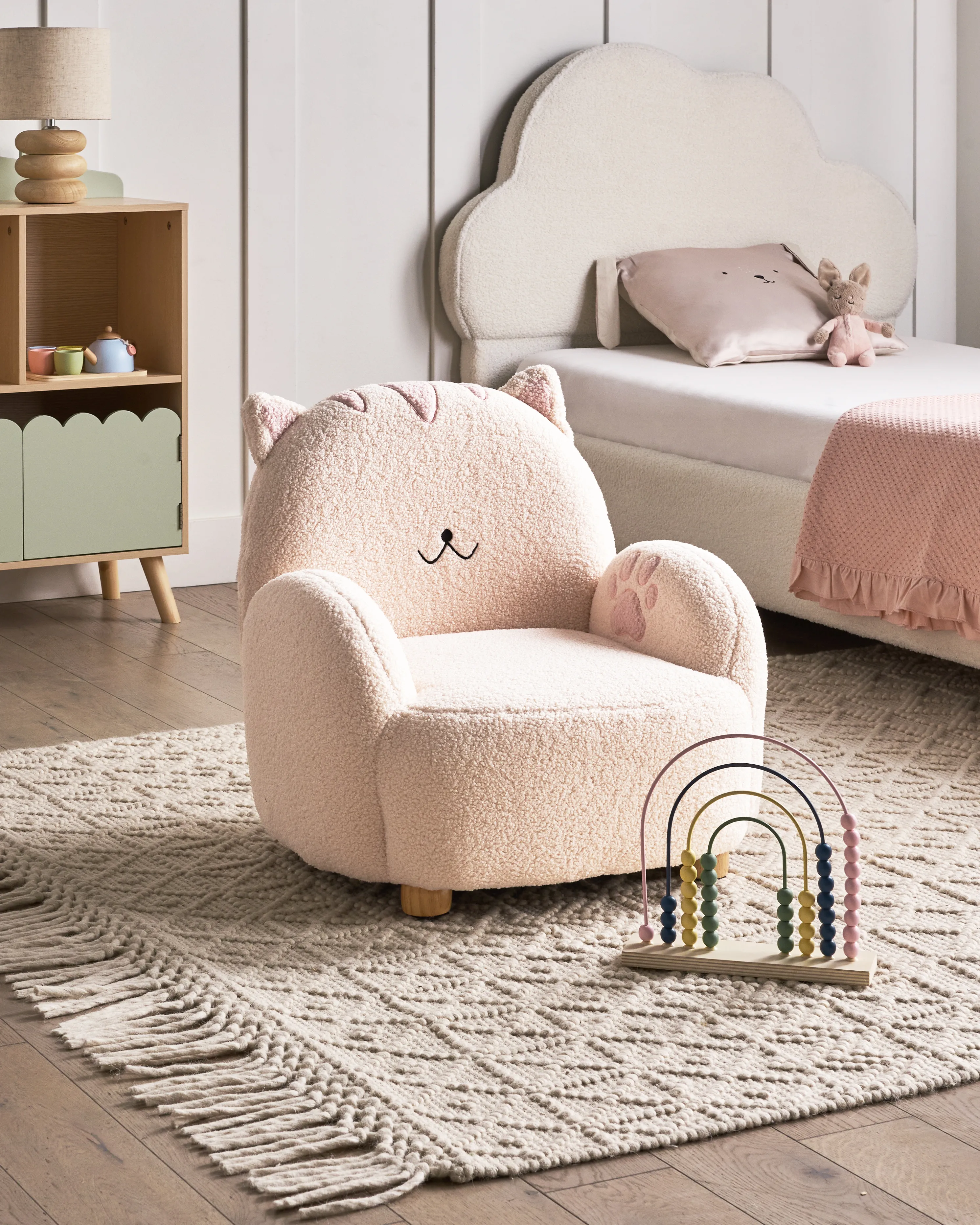 Kinderfauteuil Kat ZOAR Bouclé Gebroken wit