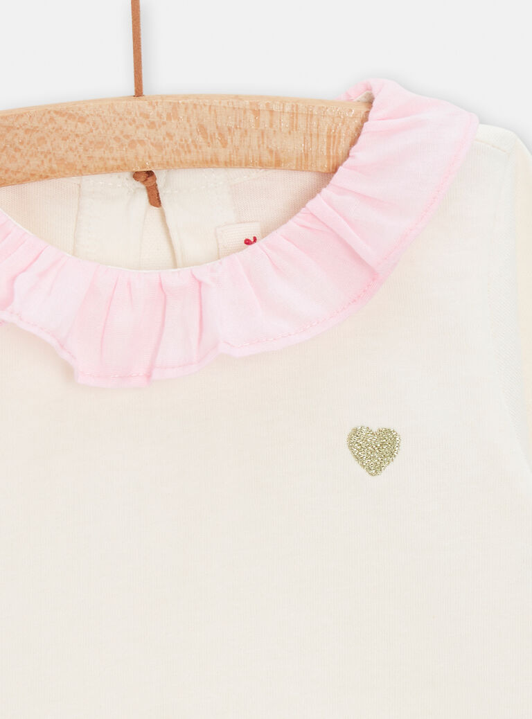 Brassière écrue à col rose pour bébé fille