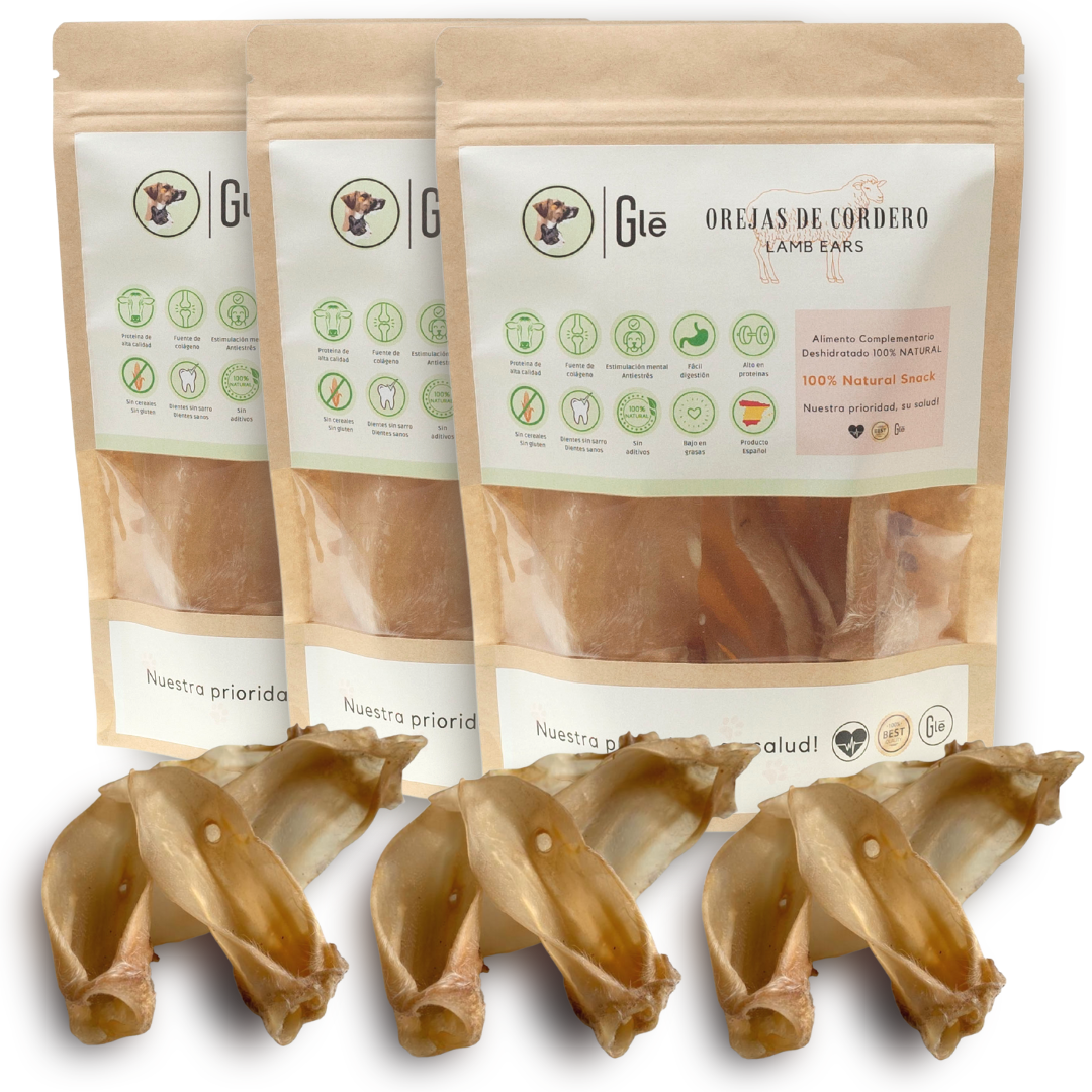 Orelhas de cordeiro GLE PETS. Petiscos 100% naturais para cães.