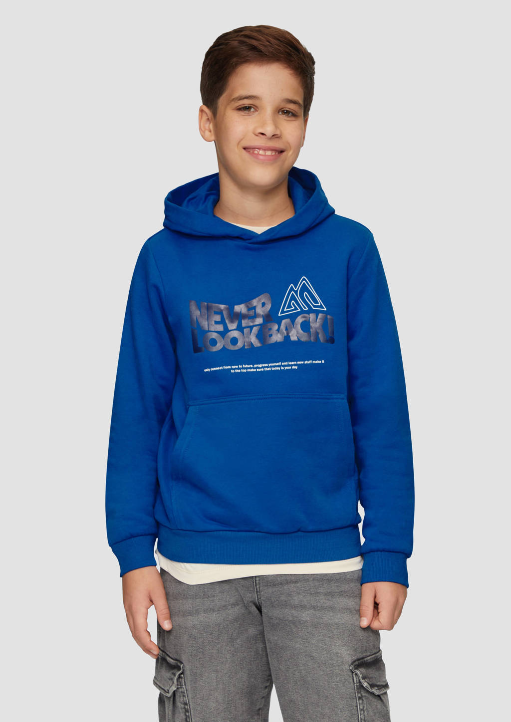 s.Oliver hoodie met printopdruk blauw