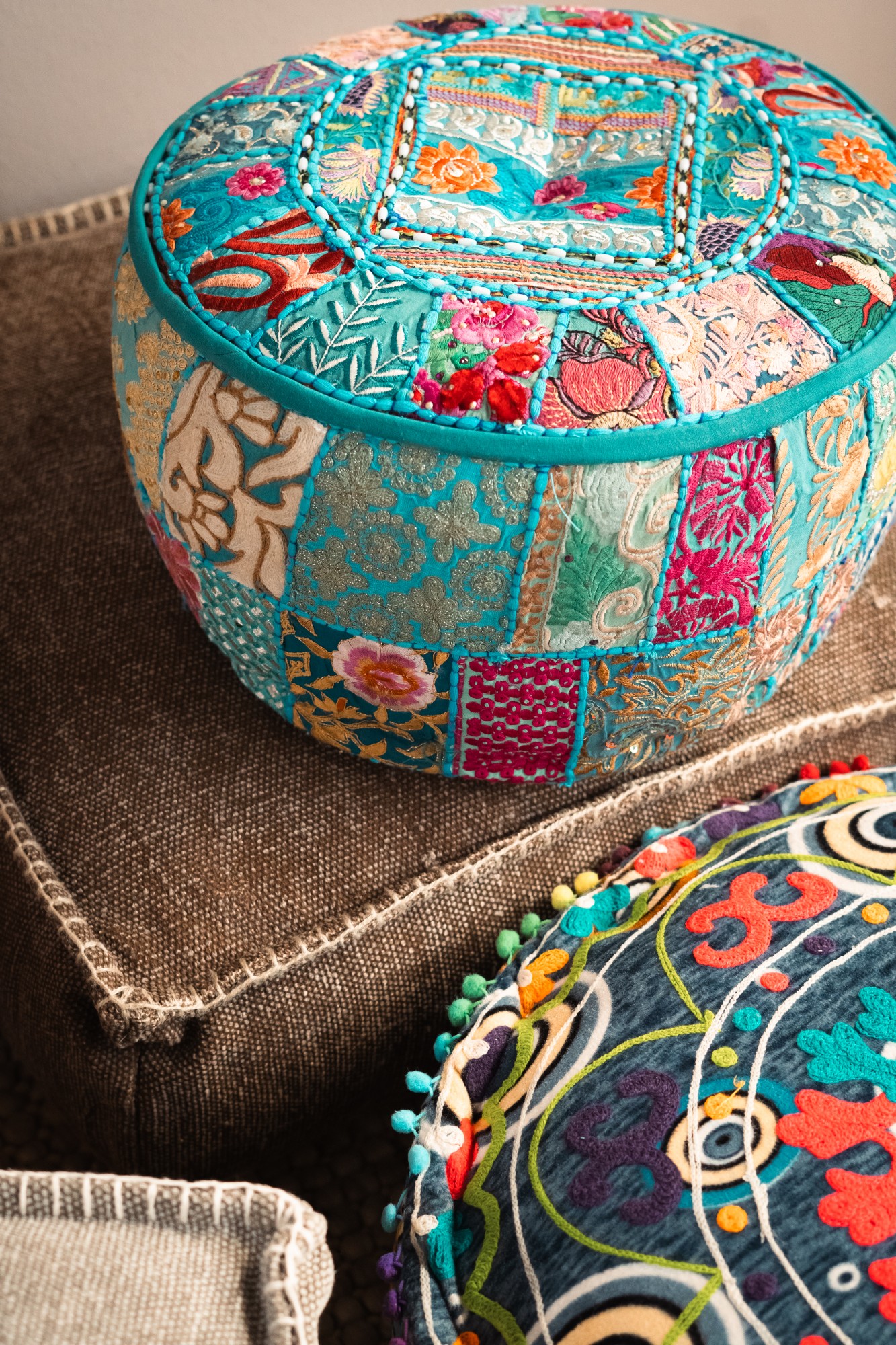 Pouf 'Decen' braun, B 60 cm, L 60 cm, H 20 cm von fischer's lagerhaus