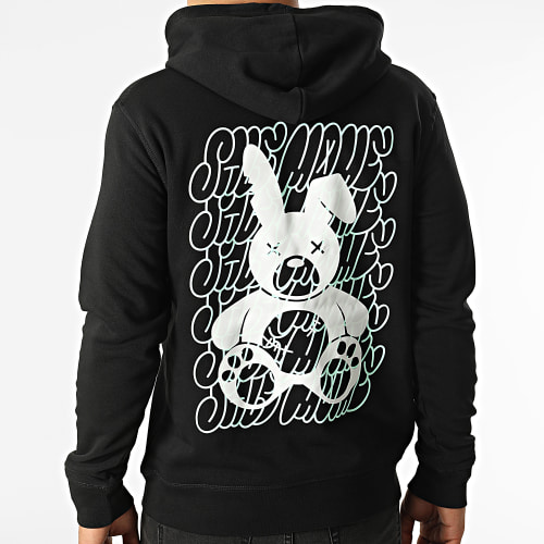 Sweat Capuche Lapin Tag Noir Vert Menthe