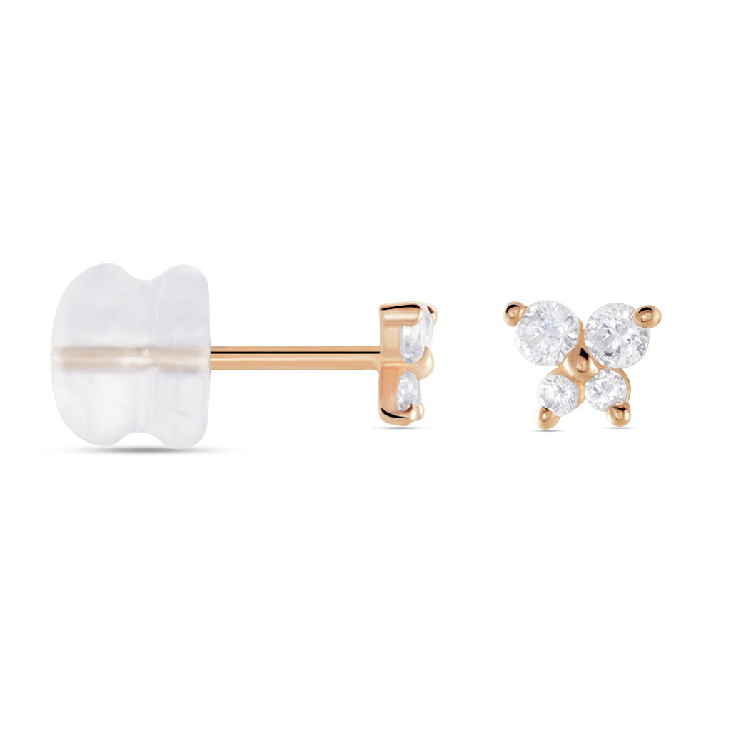 Boucles D'oreilles Puces Or Rose Oxydes De Zirconium