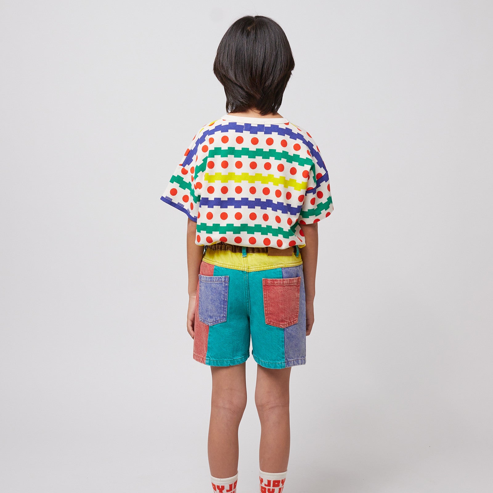 Shorts Color Block Denim Multicolor