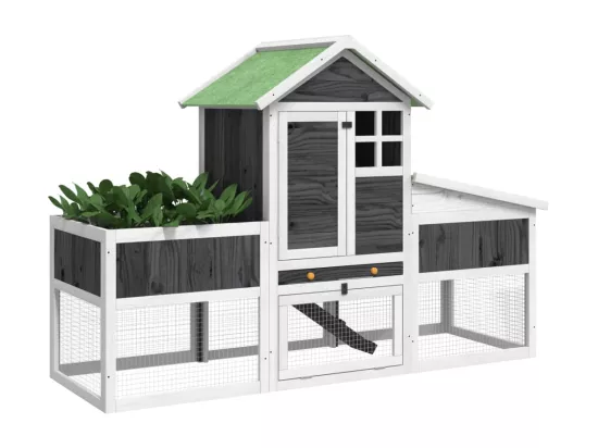Clapier gris 170x63x113 cm bois de pin massif