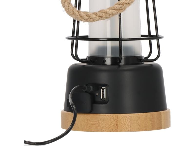 Brennenstuhl Campinglampe CAL 1 Akku Outdoor Lampe mit Hanfseil und Bambussockel