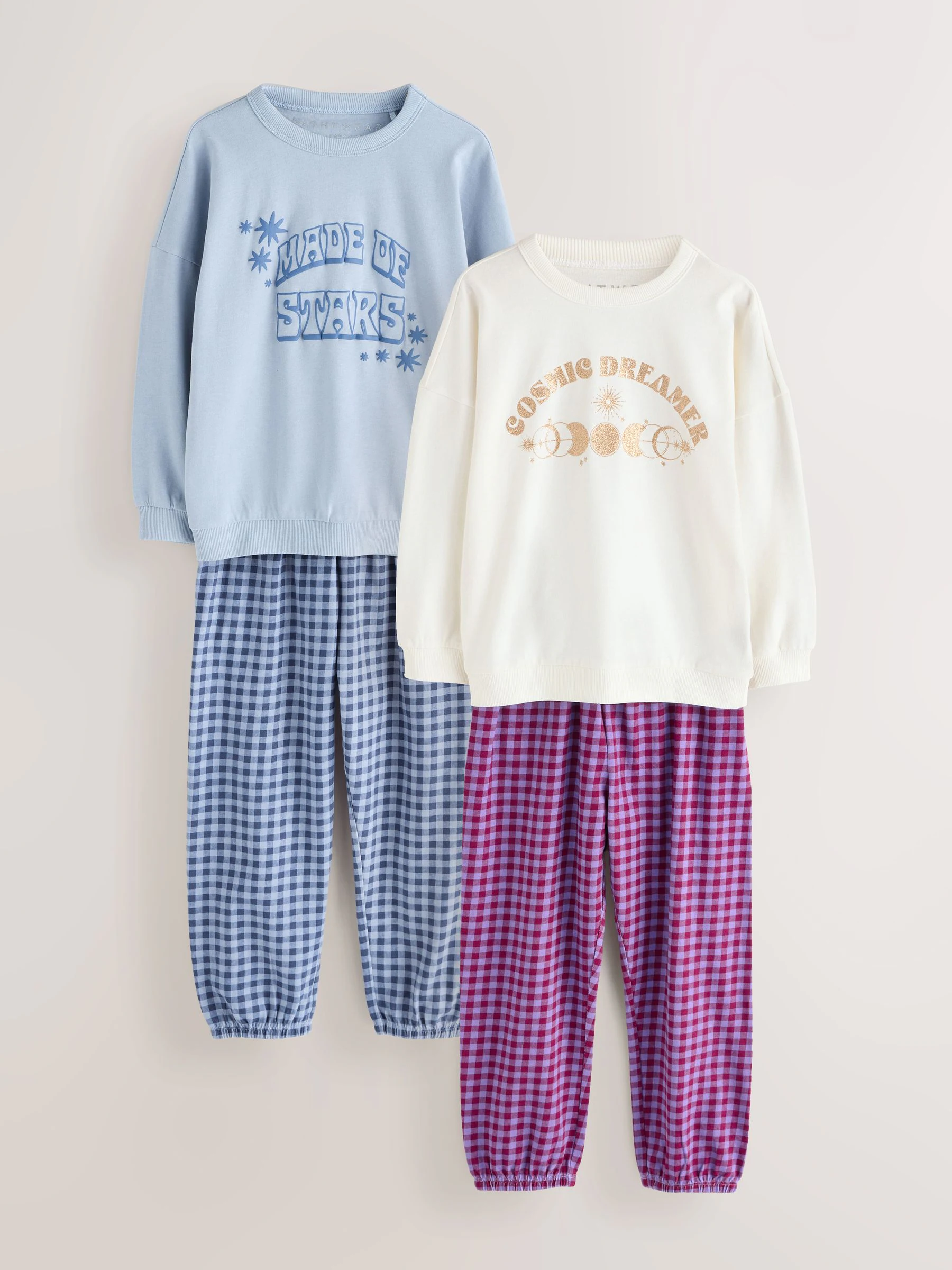 Blue/Ecru Cosmic - Verpakking van 2 pyjama's met joggingbroek (3 - 16 jr)