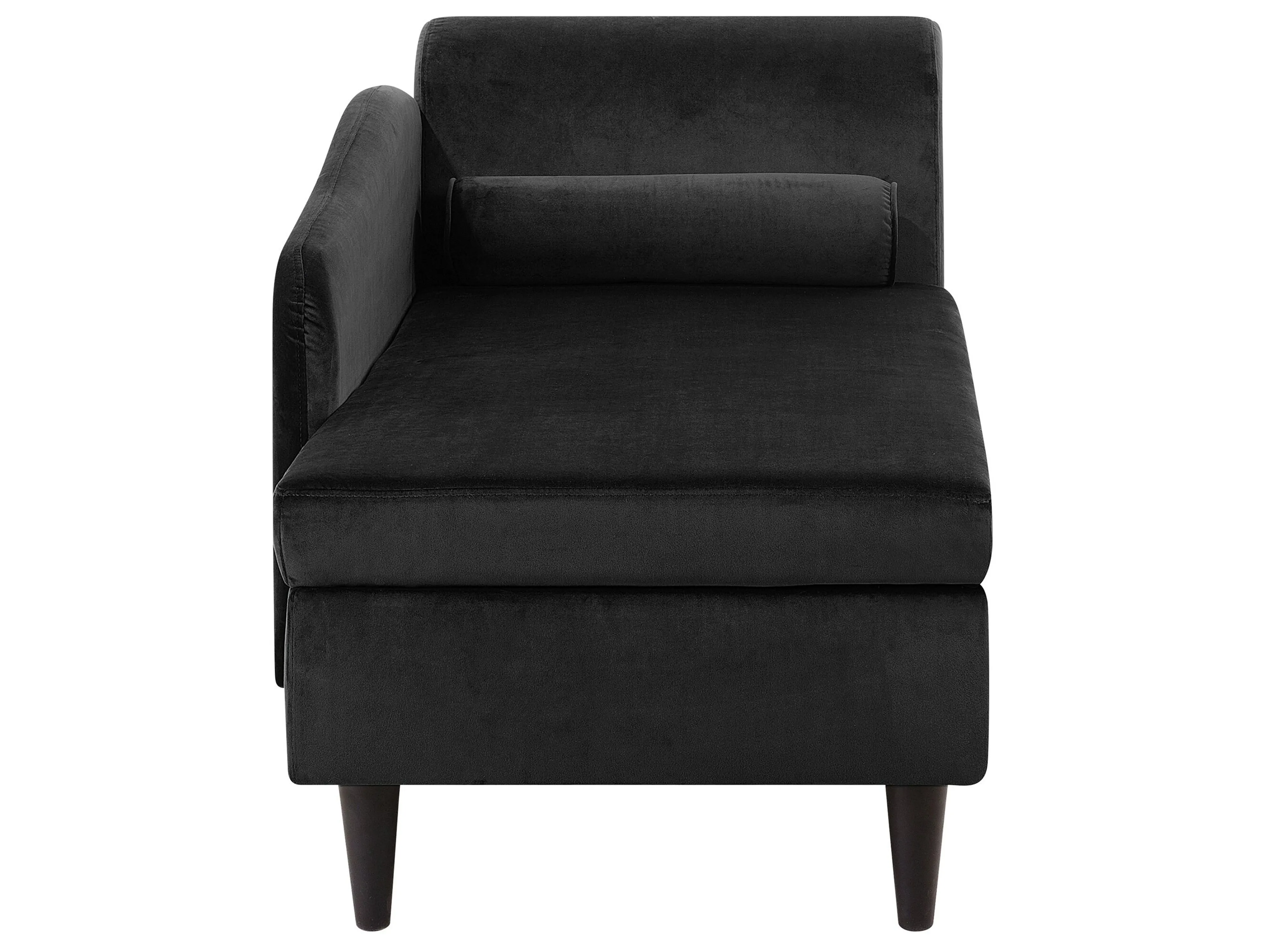 Rechtszijdige chaise longue LUIRO Fluweel Zwart met opbergruimte