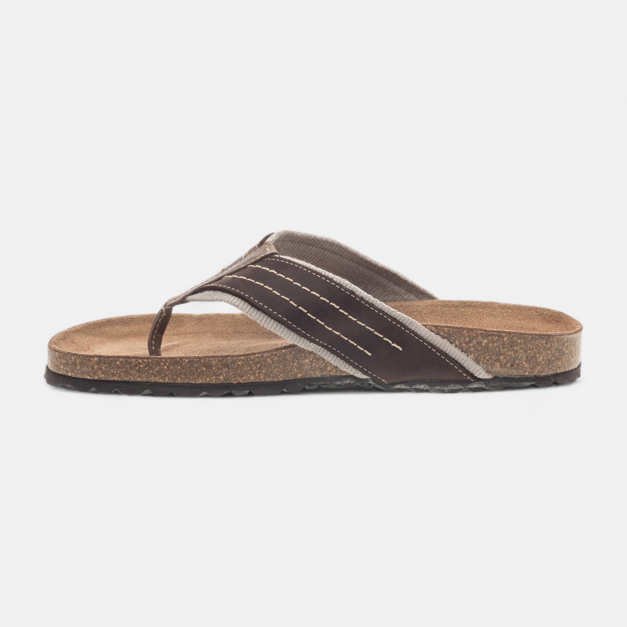 Mules semelle liège Homme en cuir marron