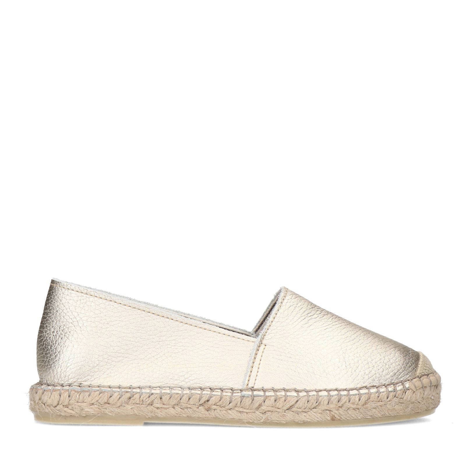 Manfield leren espadrilles goud