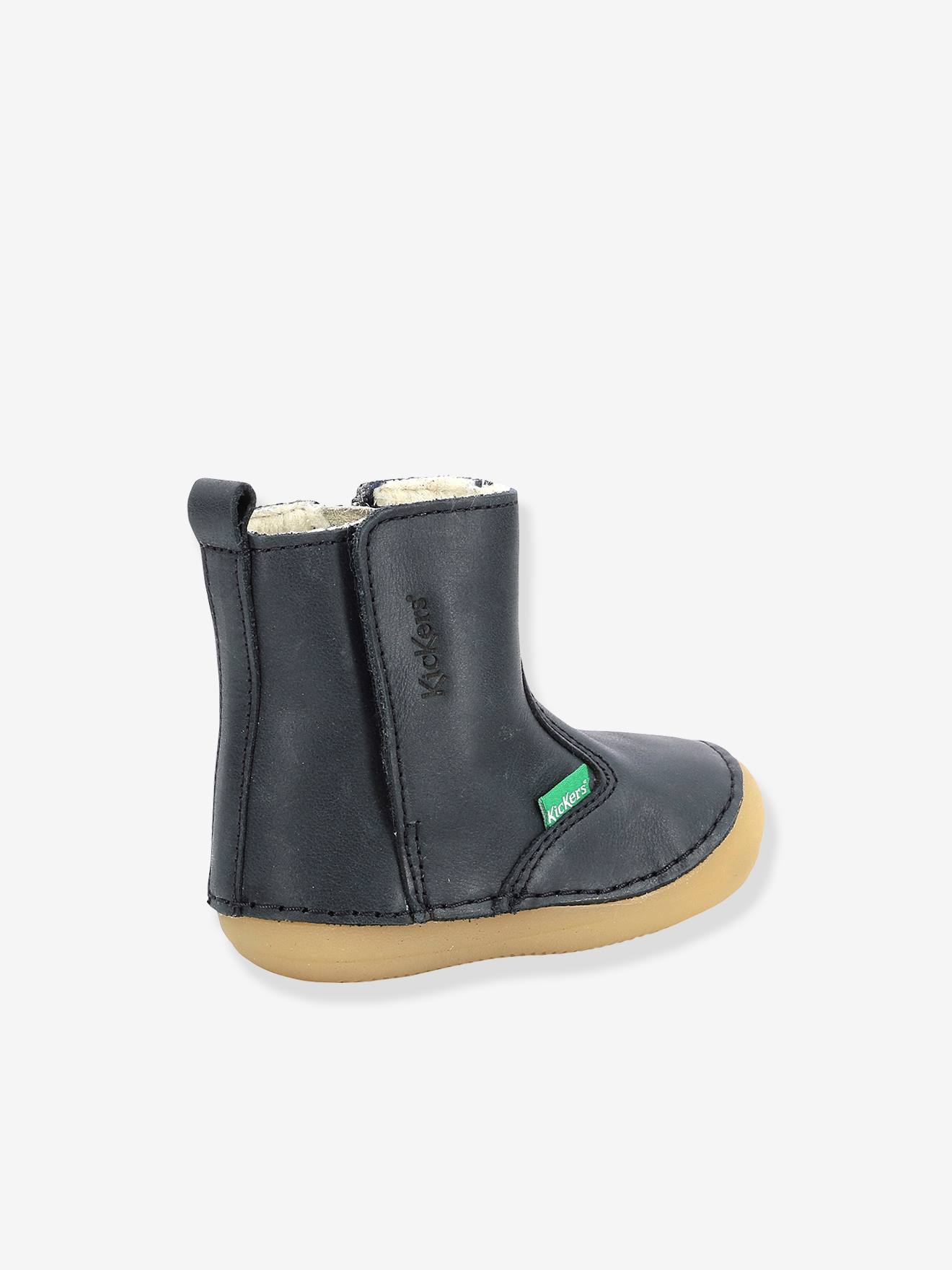 Sapatinhos de couro para bebê Socool Cho KICKERS® First Steps, bege claro, lisos