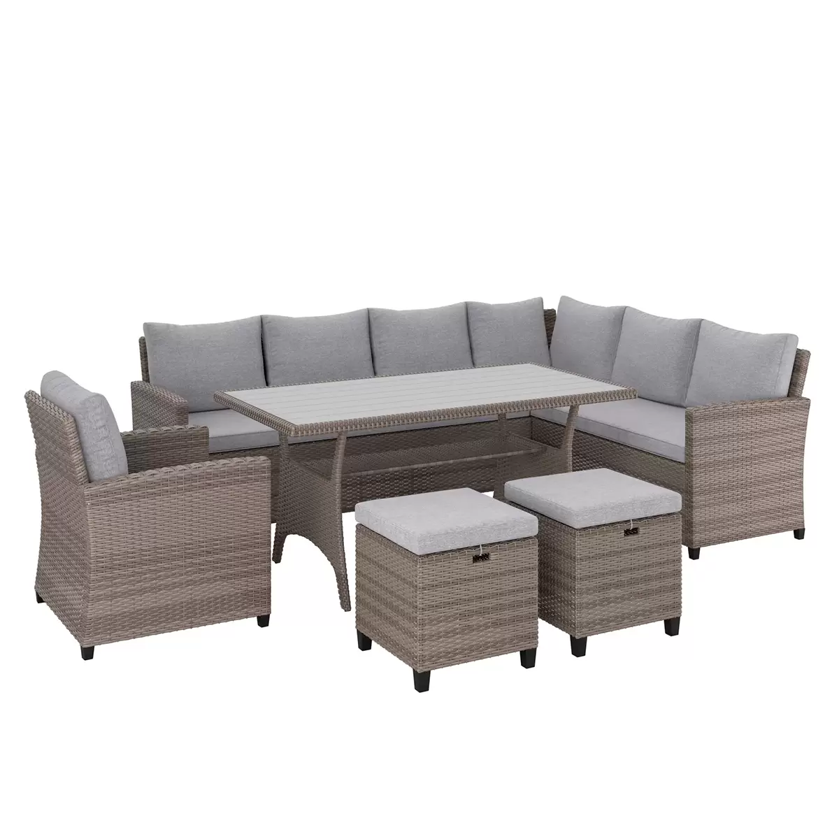 Beldano Loungegarnitur Porto new 5-teilig rechts braun,grau