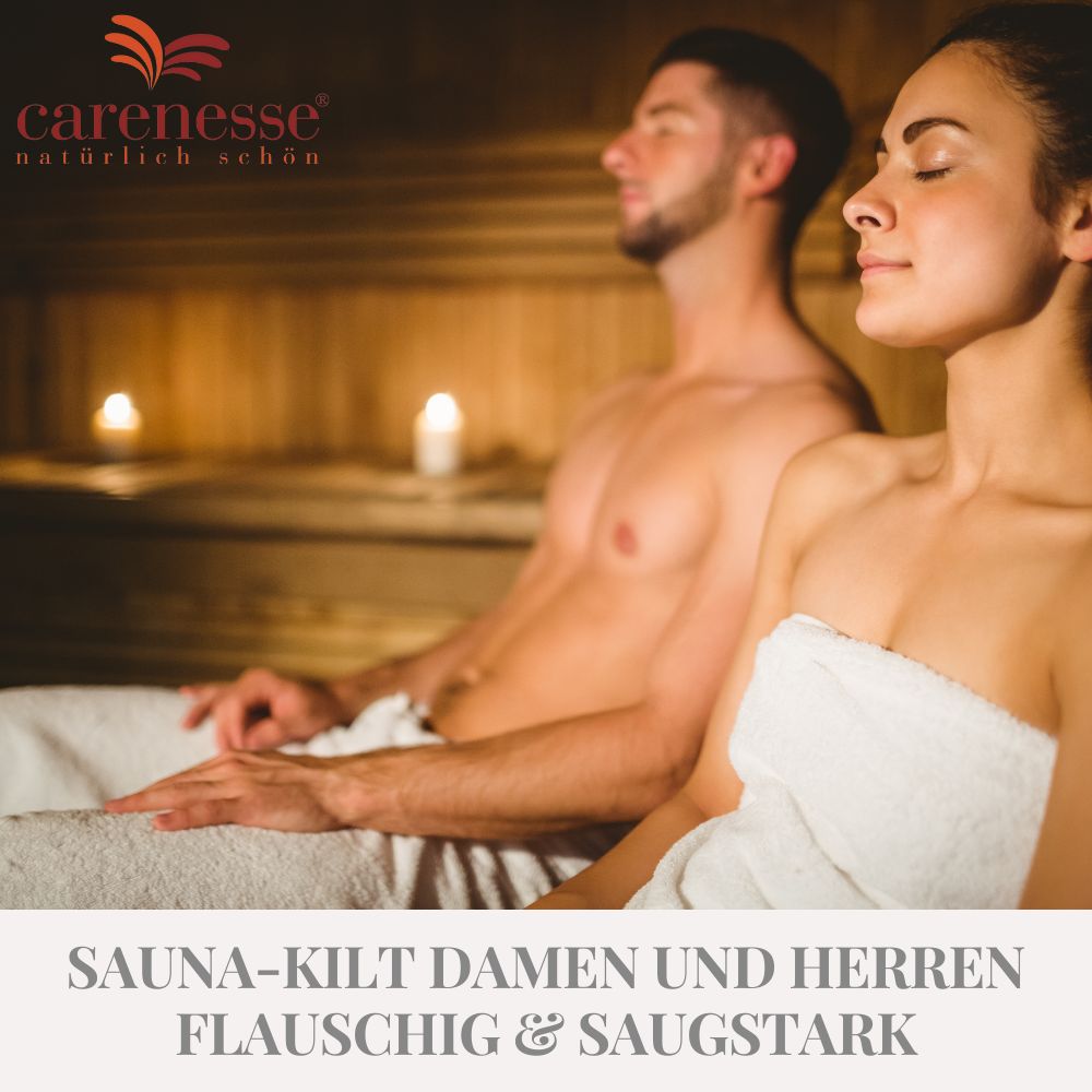 Carenesse Sauna-Kilt Set Damen & Herren hellgrau 100% Baumwolle