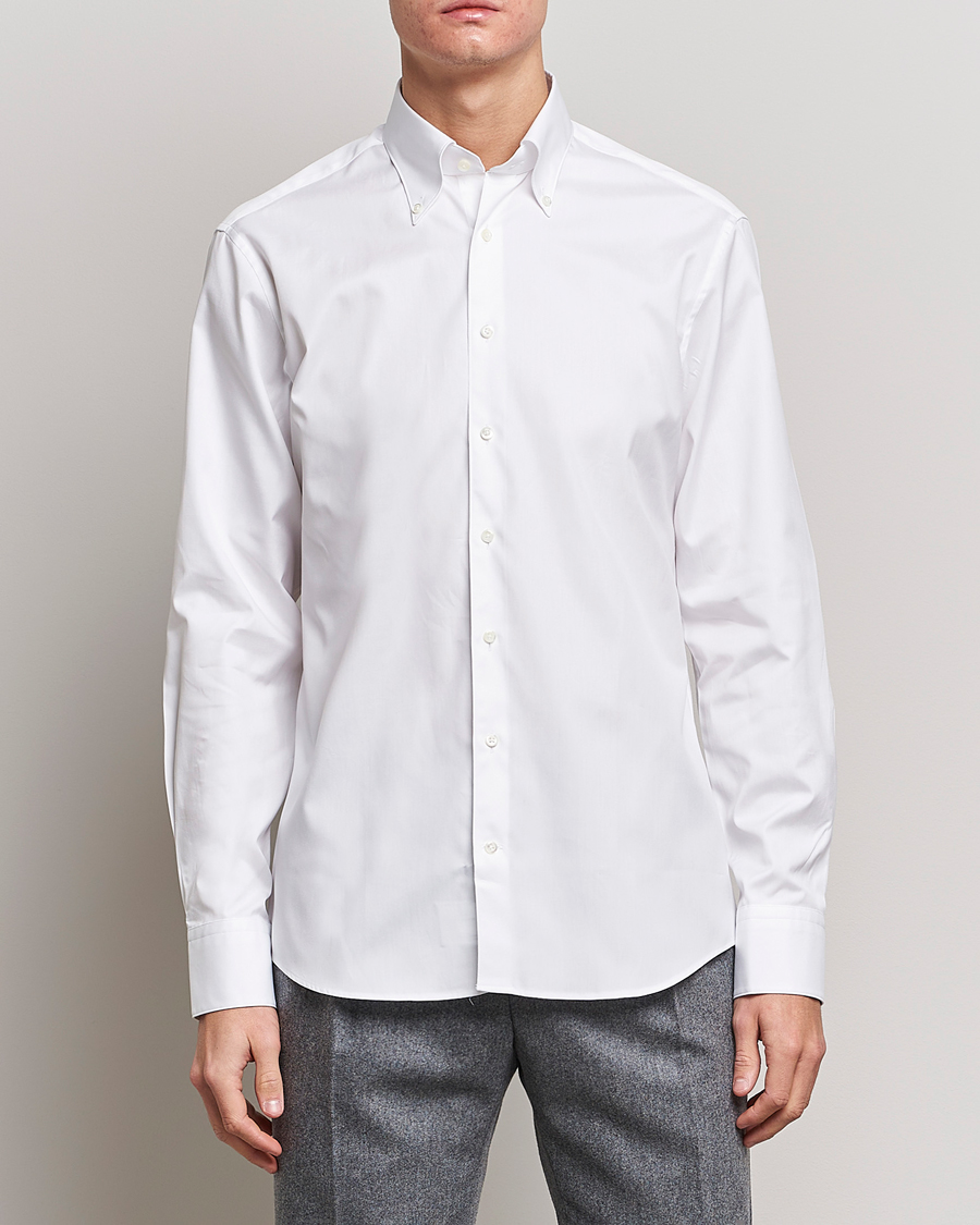 Stenströms Fitted Body Button Down Shirt White