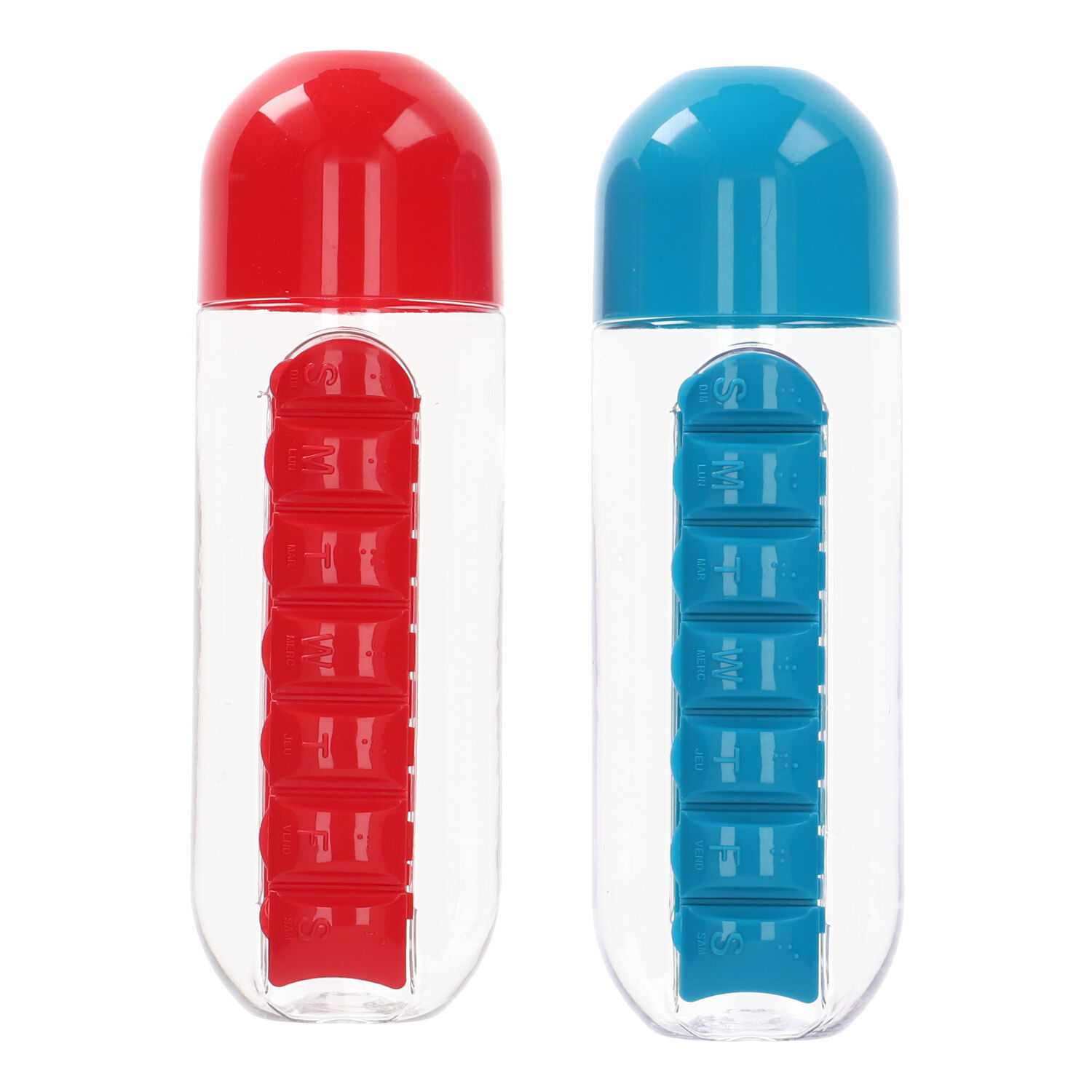 novooo Flasche mit Pillendose, versch. Farben