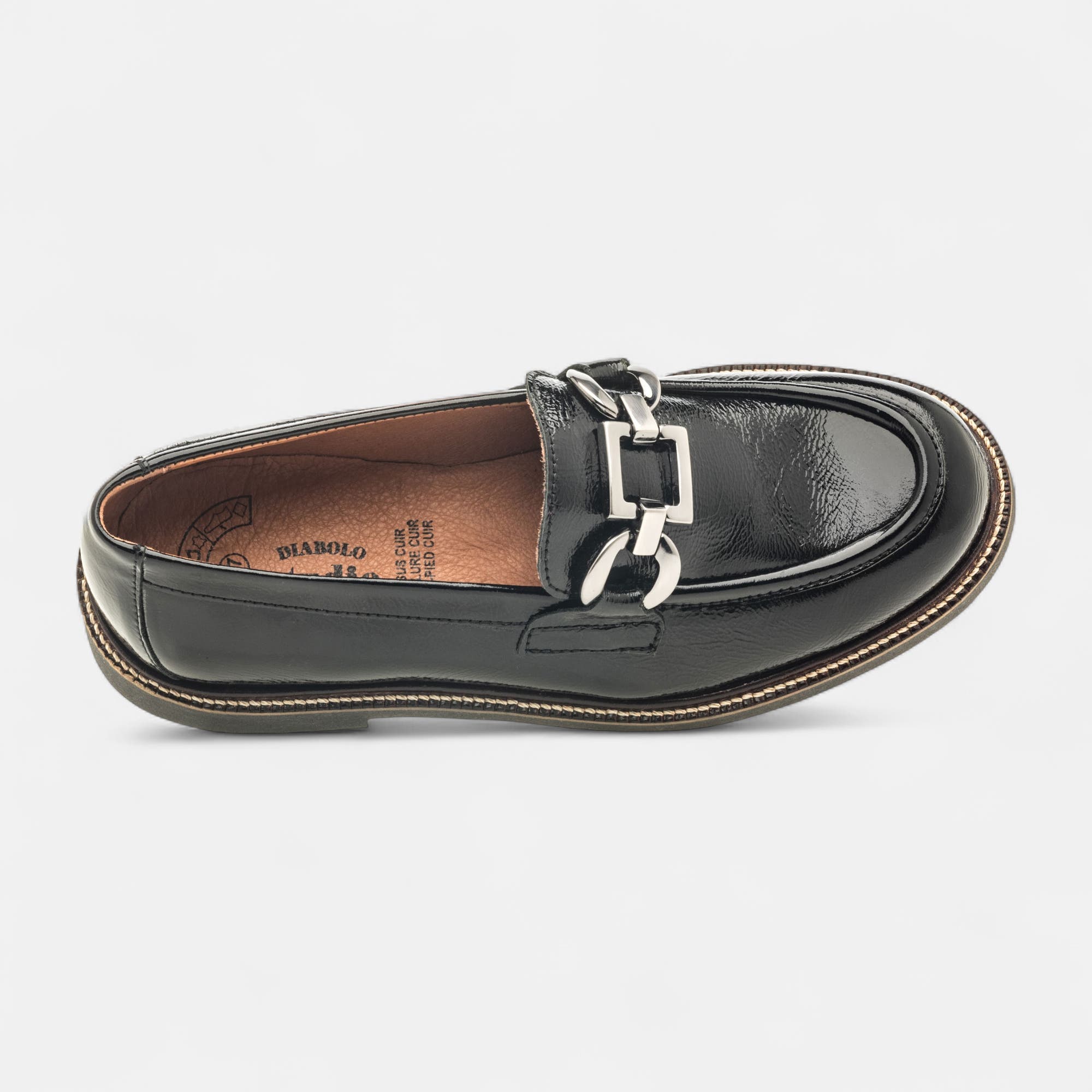 Mocassins Femme en cuir noir vernis