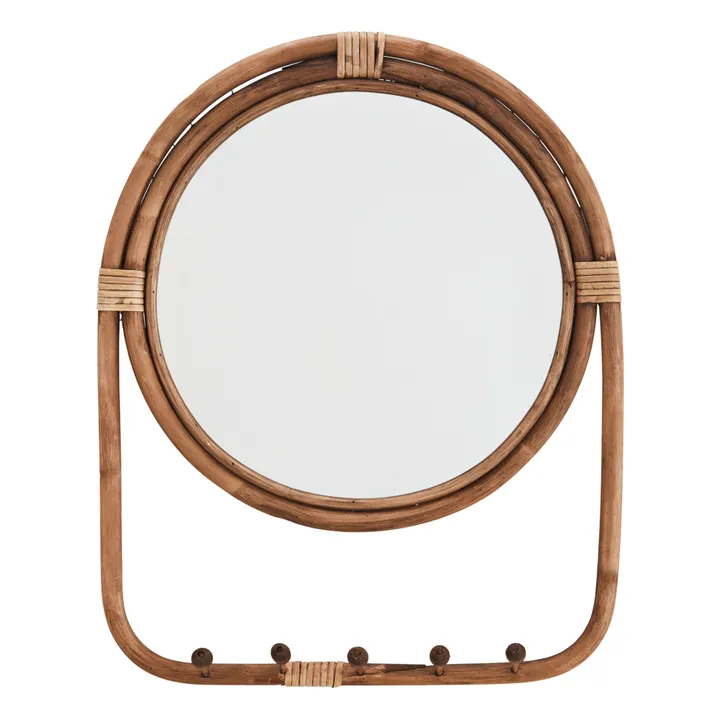 Madam Stoltz Miroir en rotin avec patères