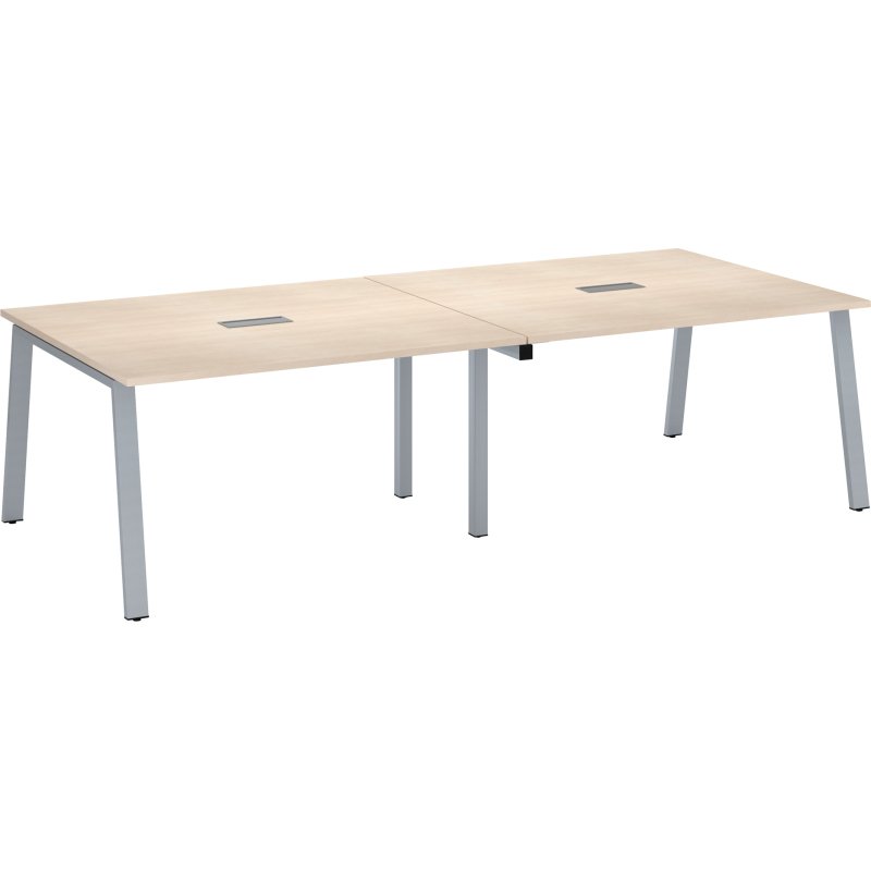 Table de réunion modulable avec extension ECLA L 280 x P 126 cm piétement métal