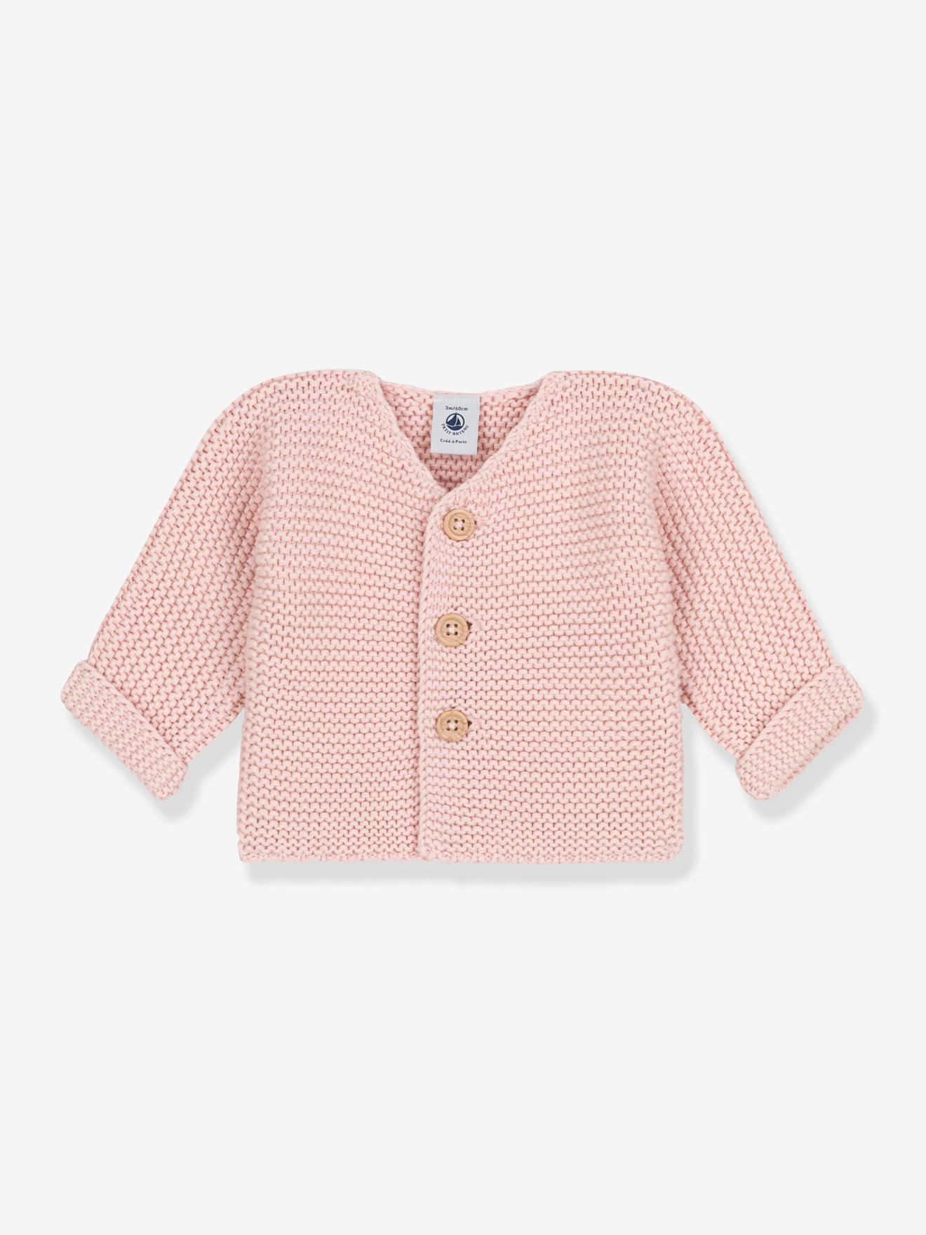 Casaquinho de malha felpudo de algodão orgânico para bebê PETIT BATEAU, branco