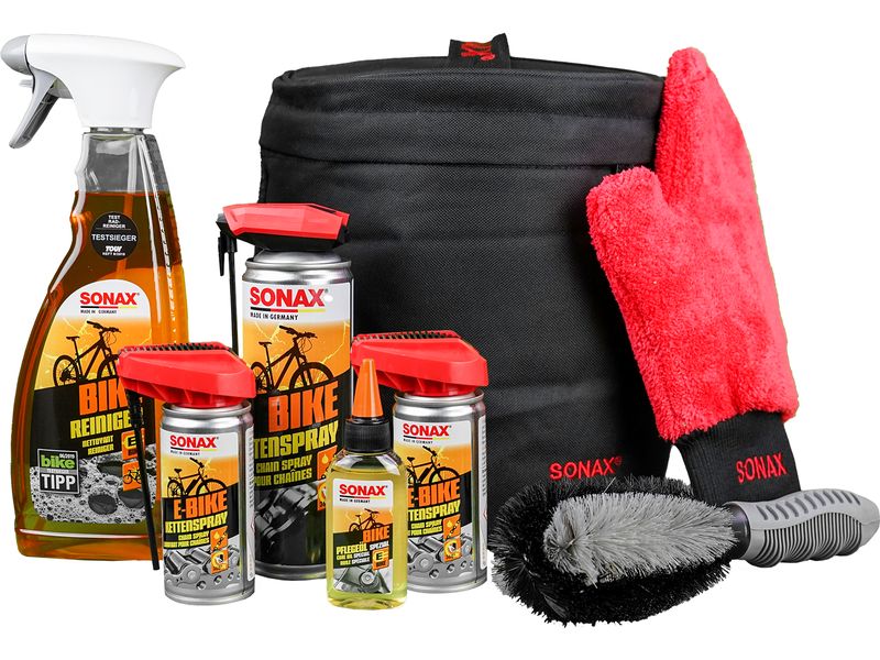 Sonax BIKE BAG Reinigungs Pflege Essential 1250 ml Kompaktes Set für Fahrrad- und Mountainbike-Begeisterte