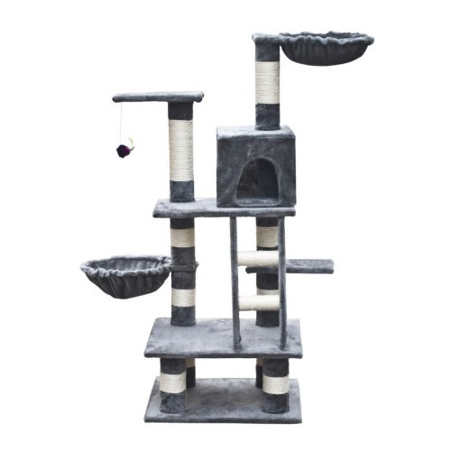 Poste arranhador de pelúcia para gatos, cinza
