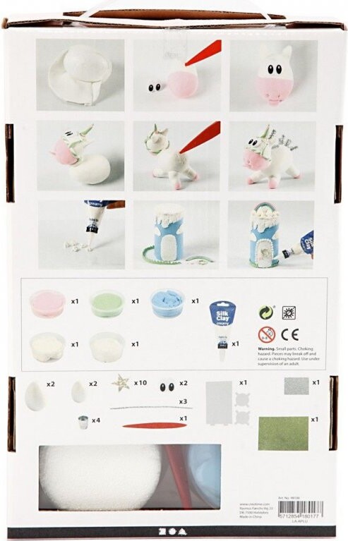 Silk Clay Og Foam Clay - Modellervoks Dyr Diy Kit - Enhjørning I Drømmeland