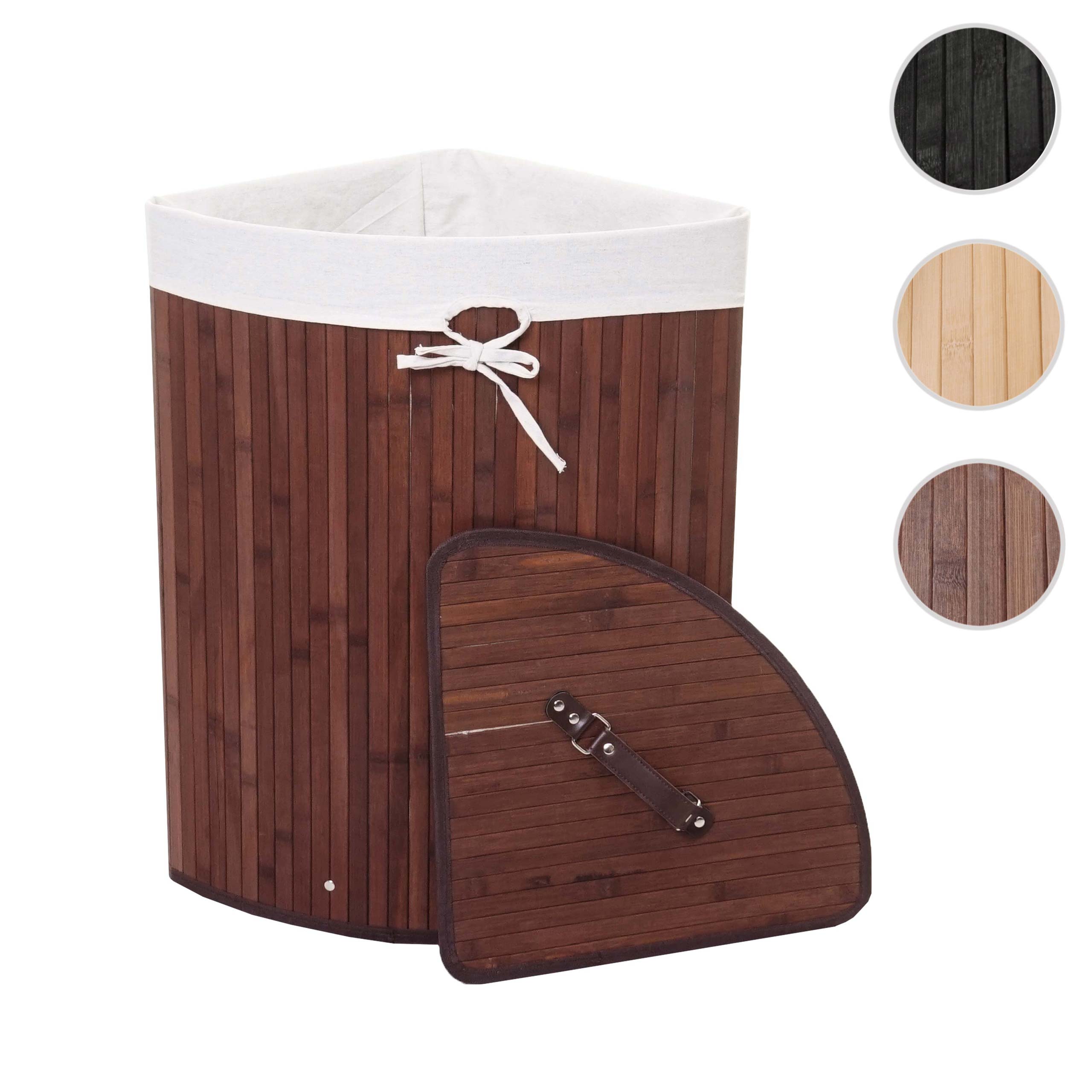 Eckwäschekorb MCW-C21, Laundry Wäschebox Wäschesammler Wäschebehälter, Bambus 61x48x35cm 50l ~ braun