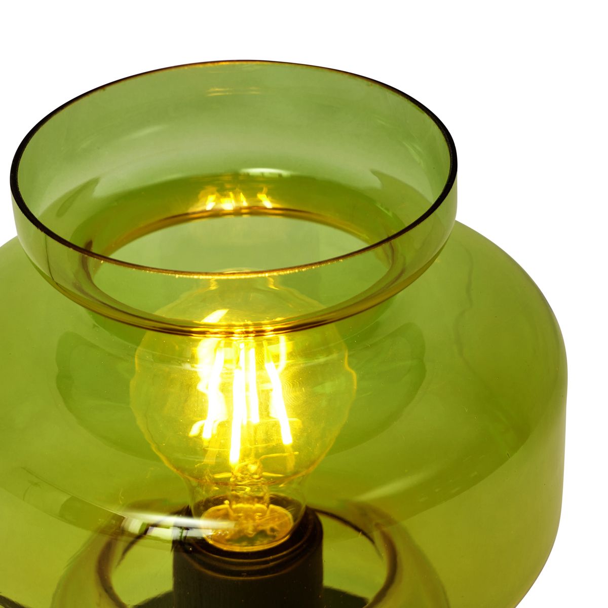 Retro tafellamp zwart met groen glas - Denise