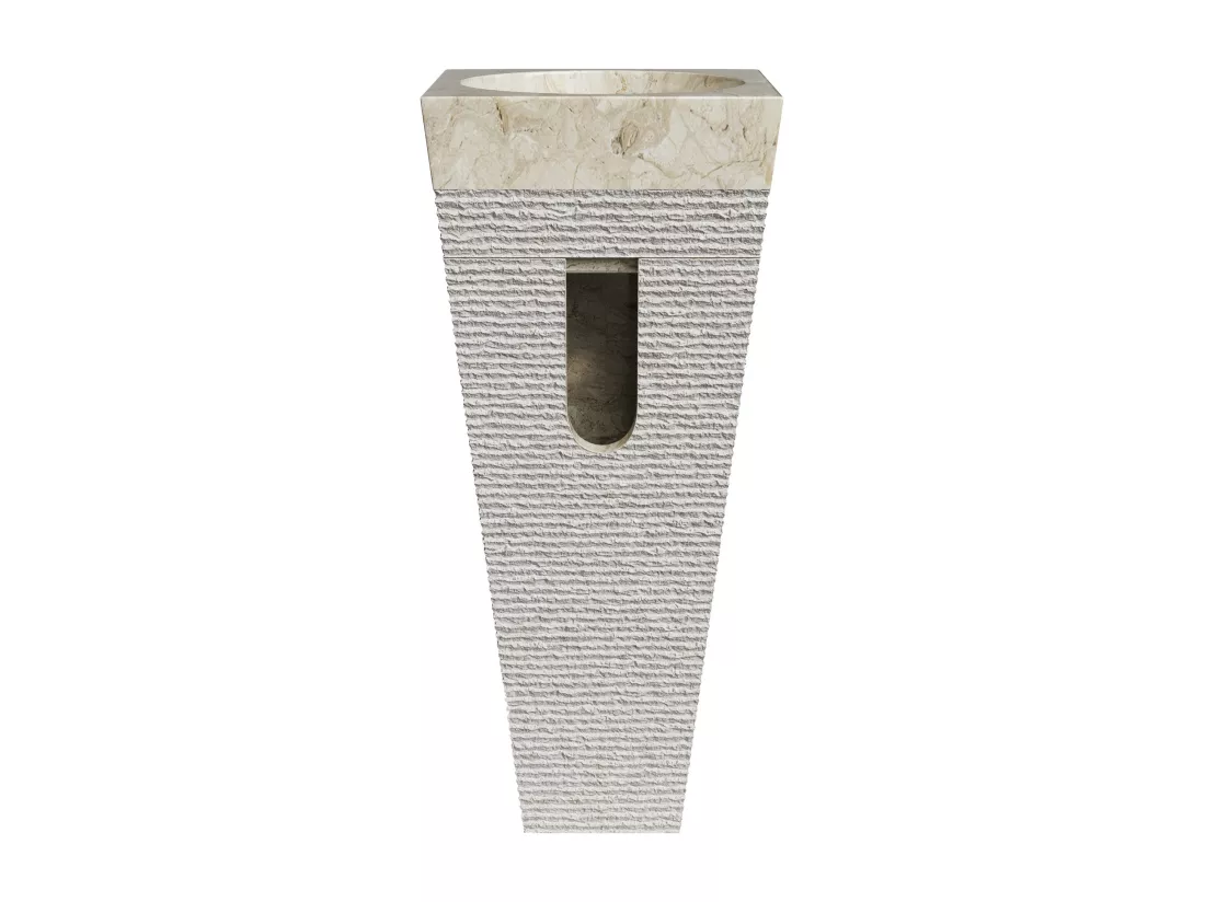 Vasque sur pied en marbre - Coloris crème - L40 x P40 x H90 cm - STORTA