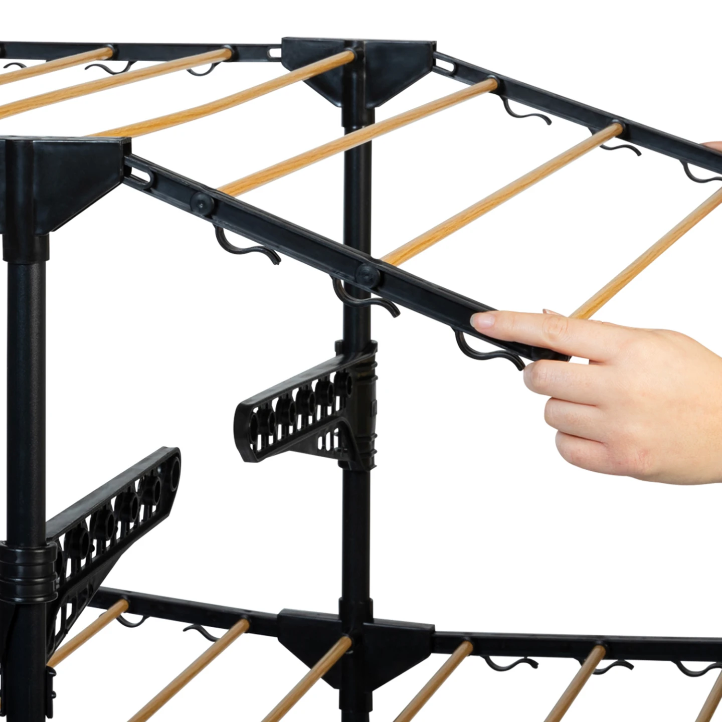 Séchoir à linge vertical pliable 3 niveaux MAXIMA capacité 20M noir et effet bois