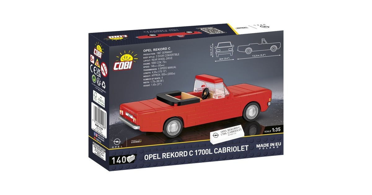 COBIYoungtimer Collection - Opel Rekord C 1700 L Cabriolet Constructiespeelgoed  (Schaal 1:35)