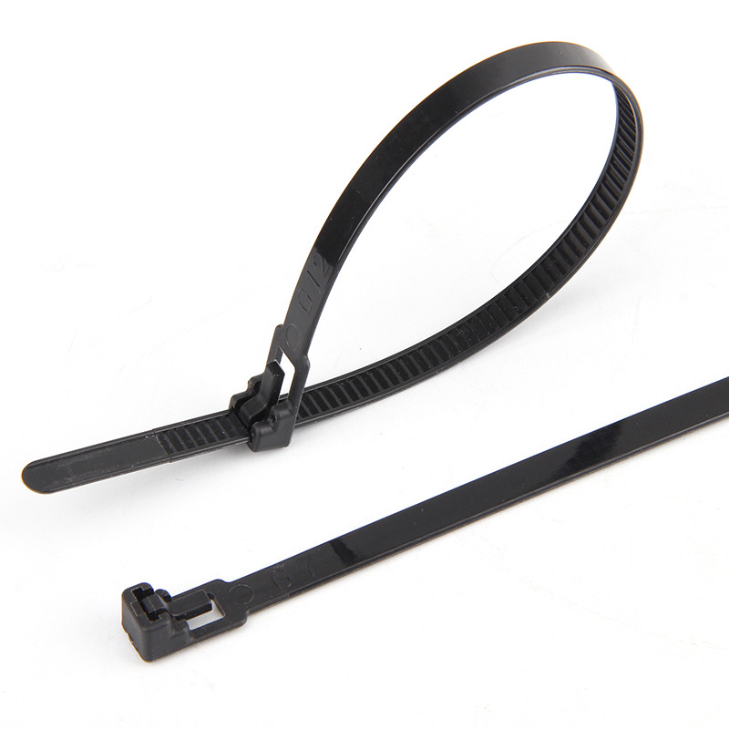 (100er Set) 20cm Wiederverwendbare Kunststoff Kabelbinder - Schwarz