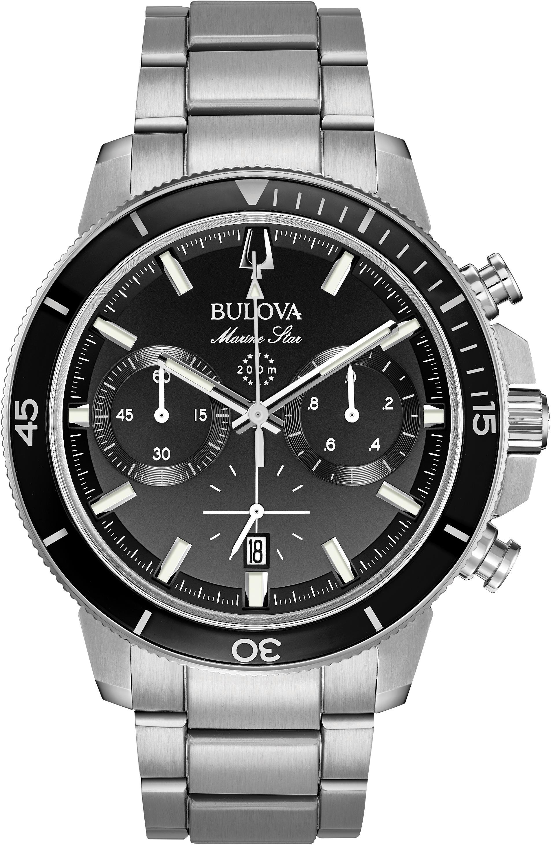 Bulova Chronograph »Marine Star« Armbanduhr, Quarzuhr, Herrenuhr, Edelstahlarmband, Datum